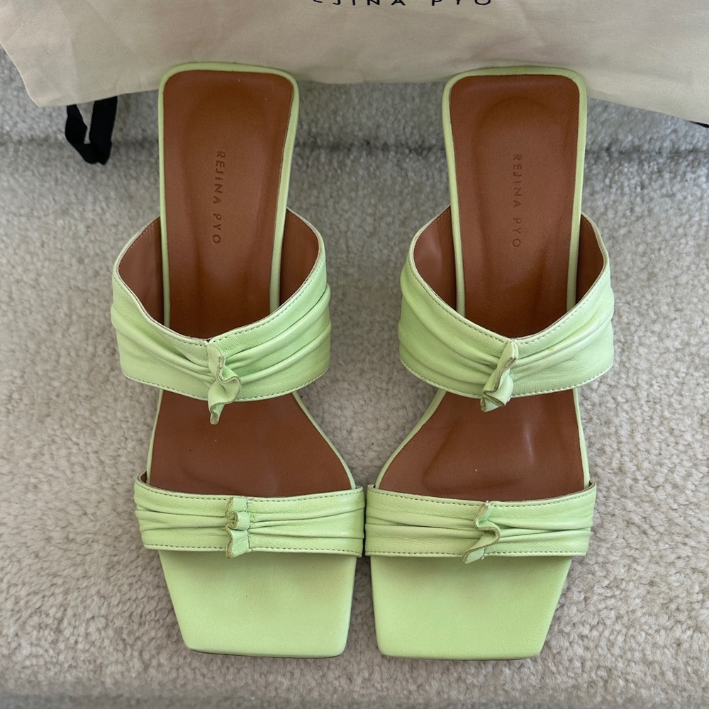 Rejina Pyo Camillia Leather Open Toe Sandals in Melon Green - Picture 10 of 15